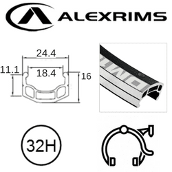 AlexRimsRims DM18 26" Rim - Schrader Valve, Rim Brake, Eyeleted, MSW