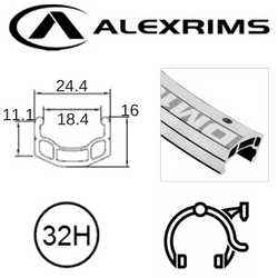 AlexRimsRims DM18 700c Rim - Schrader Valve, Silver, Eyeleted, Rim Brake Compatible