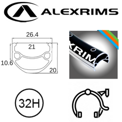 AlexRimsRims DM21 29er Rim - Schrader Valve, Rim Brake, E-bike Compatible