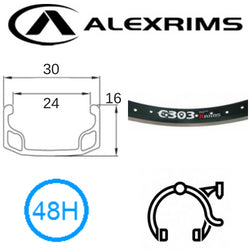 AlexRimsRims G303 20" Rim - 48H, Schrader Valve, Rim Brake, Black