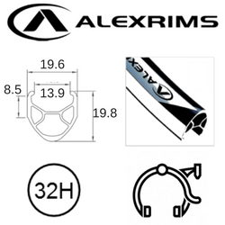 AlexRimsRims R450 700c Rim - 32H, Presta Valve, Rim Brake, Black MSW