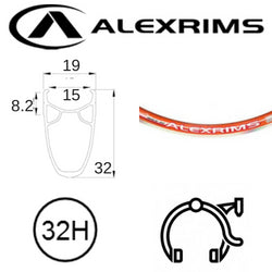 AlexRimsRims RIM 700c x 15mm - AlexRims RACE32 - 32H - 622 x 15 - Presta Valve - Rim Brake - D/W - ORANGE - MSW