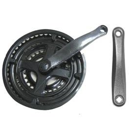 Alloy Chainwheel Set 152mm - Black with Steel Rings & Guard