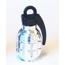 Alloy Silver Grenade Valve Cap - A/V Compatible