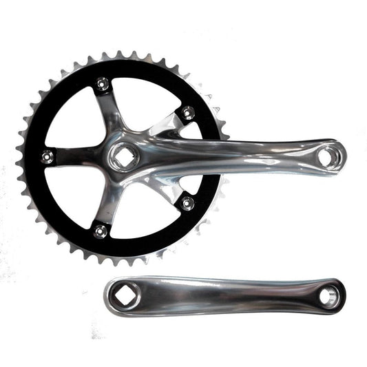 Alloy Single Crankset 44T 165mm - Black/Silver 130 BCD