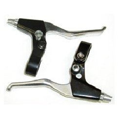 Alloy V-Brake Levers with Lock Device - SILVER/BLACK Pair