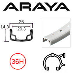 Araya KP80 22" Rim - 36H - Schrader Valve - Rim Brake - Silver