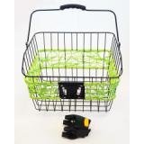 BASKET - Front, Multifit Q/R Bracket, With Carry Handle, Black with Green, 36cm x 30cm x 22cm