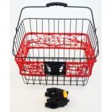 BASKET - Front, Multifit Q/R Bracket, With Carry Handle, Black with Red, 36cm x 30cm x 22cm