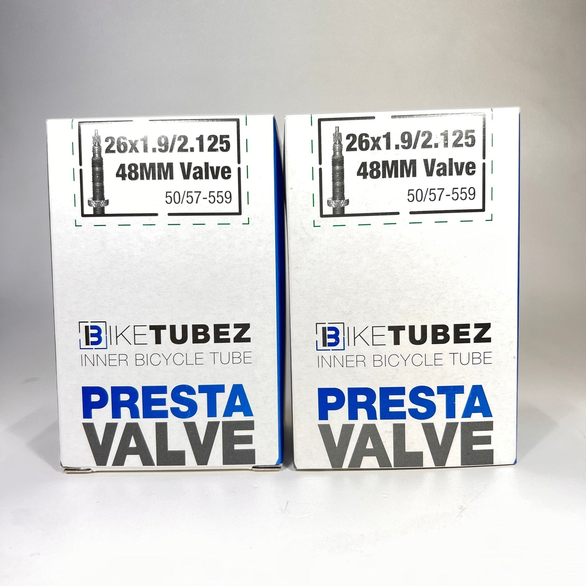 BIKE TUBEZ - 2 pc 26 x 1.9 - 2.125 Presta Inner Bicycle Tubes PV FV
