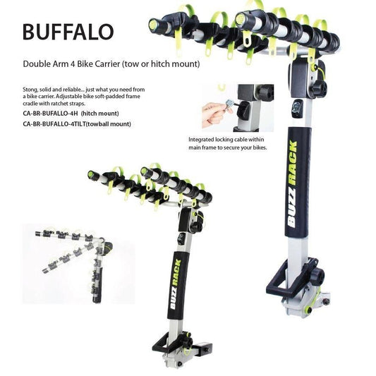 BUZZRACK Buffalo 4 Tow Ball Bike Rack - Dual Arm Design