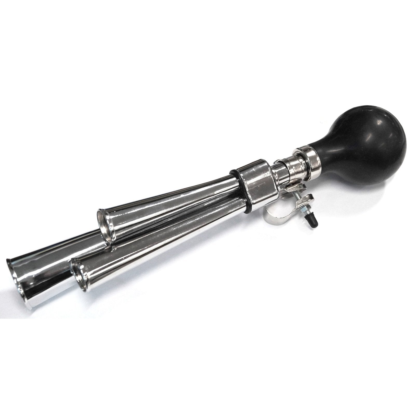 BikesUp BIKES UP! Three Pipe Air Horn Loud, Silver, Black Rubber Bulb