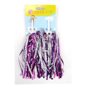 BikesUp Bikes Up! Laser Finish Streamers with Beads - Silver & Purple