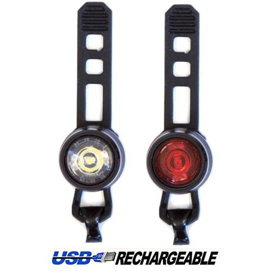 BikesUp c LIGHTS USB Rechargeable Front & Rear Set - 3 Function Bike Lights