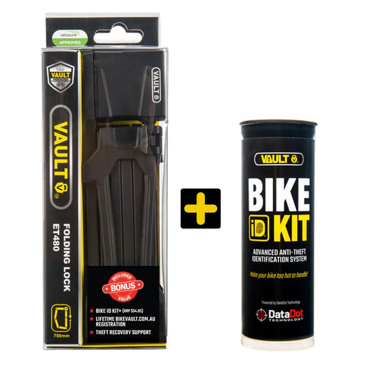 Vault Folding Lock BLACK Plus Bike ID Kit