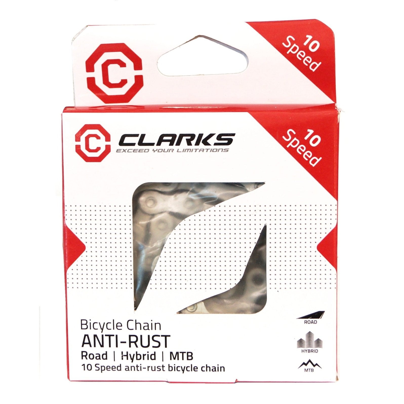 Clarks 10-Speed Chain Anti-Rust Silver w/ Connect Link