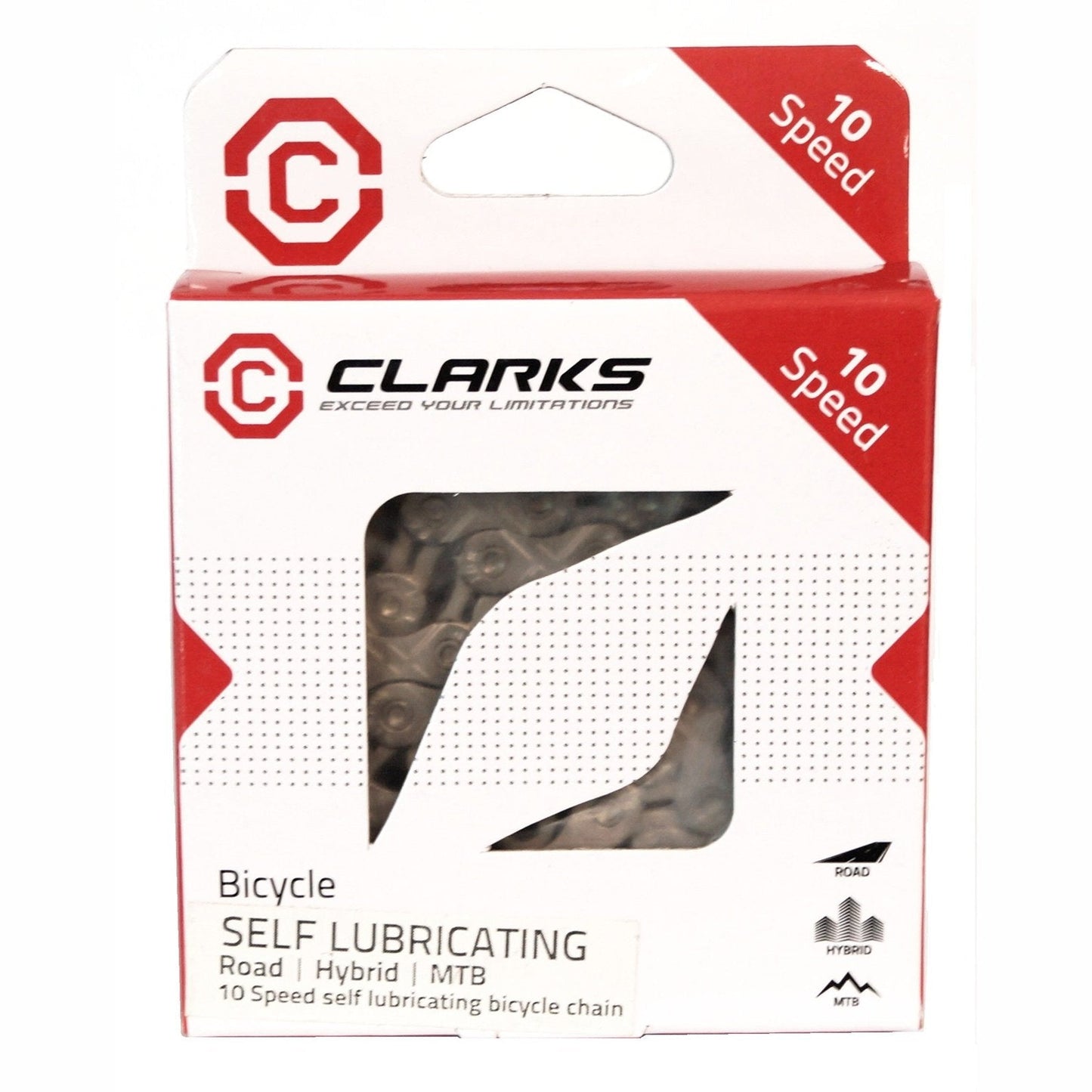 Clarks 10-Speed Chain - Self-Lubricating & Connect Link