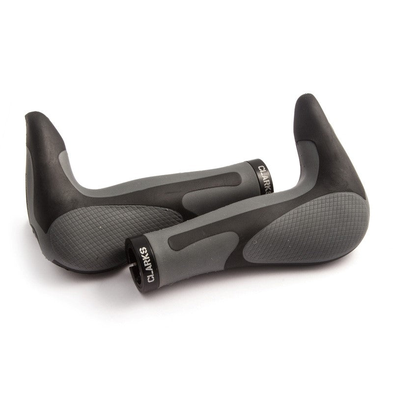 Clarks Ergonomic Lock-On Grips with Bar Ends - Black/Grey