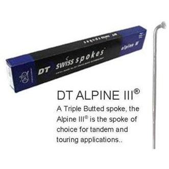 DT Alpine III Spoke - 254mm Silver Stainless Steel J Hook Triple Butted 13G 15G 14G