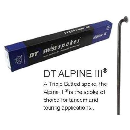 DT Alpine III Spoke - 258mm Black Stainless Steel J Hook