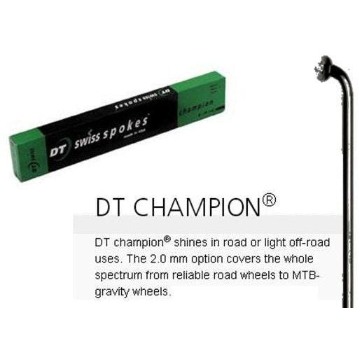 DT Champion Spoke - 189mm, Black, 14G Stainless Steel J Hook