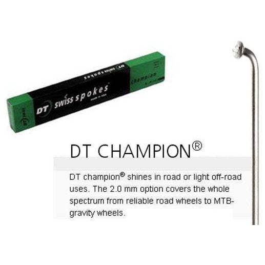 DT Champion Spoke 256mm Silver 14G J Hook Stainless Steel