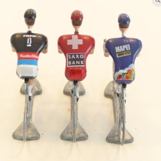 FLANDRIENS Hand-Painted Metal Cyclists - Cancellara in 3 Jerseys