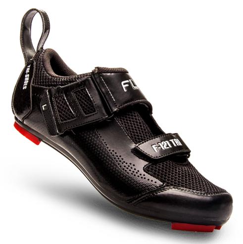 FLR Shoes F-121 Triathlon Shoes - R250 Outsole, Tri-Specific Straps, No Tongue, Pull Handle, Size 41, Black