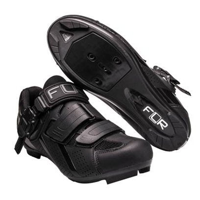 FLR Shoes F-15-III Pro Road Cycling Shoes - R250 Outsole, Clip & Velcro Laces, Size 37, Black