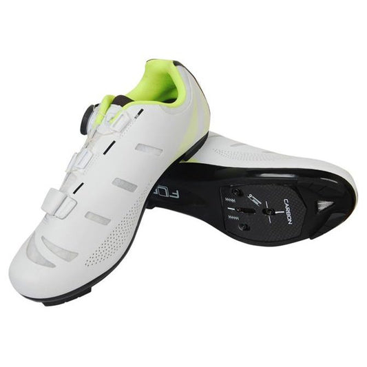 FLR Shoes F-22-II Pro Road Shoes - Carbon Plate, Single Dial, Size 40, White/Yellow