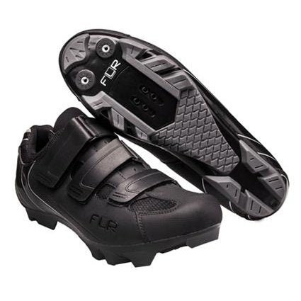 FLR Shoes F-55-III MTB Shoes - M250 Outsole, Velcro Laces, Size 45, Black