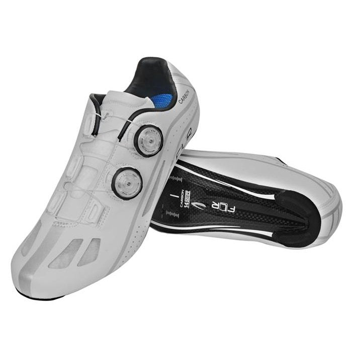 FLR Shoes F-XX-II Elite Road Shoes - Carbon Outsole, Twin Dials, Size 41, White