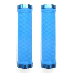 GRIPS Lock-On Dual Clamp 130mm Blue Rings Plug Mountain Bike Grips