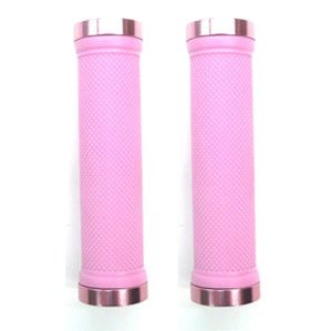 GRIPS Lock-On Dual Clamp 130mm Pink with Plug & Rings