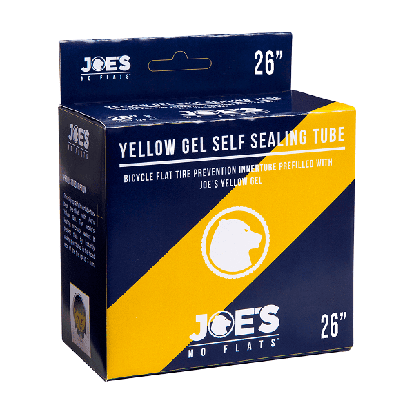 JOES NO-FLATS Yellow Gel Self Sealing Tube - 26 x 1.9/2.35 SV Schrader Inner