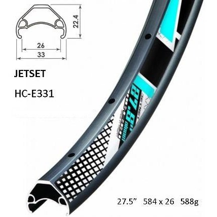 Jetset HC-E331 27.5/650B Disc Brake Rim - Tubeless Ready