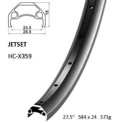 Jetset HC-X359 27.5/650B Disc Brake Rim - Tubeless Ready