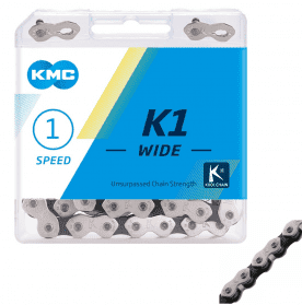 KMC K1 Wide Single Speed Chain - 112 Links, Silver/Black