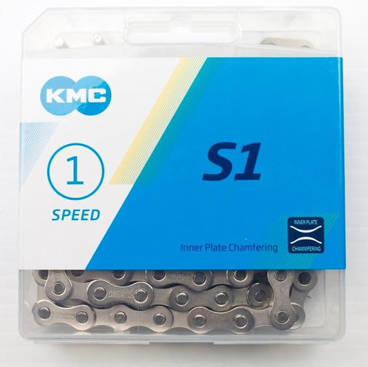 KMC S1 Chrome Look Chain - 1/2 x 1/8 x 112L Silver/Silver