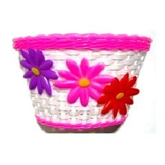 Kid-s White Flower Basket with Pink Stripe