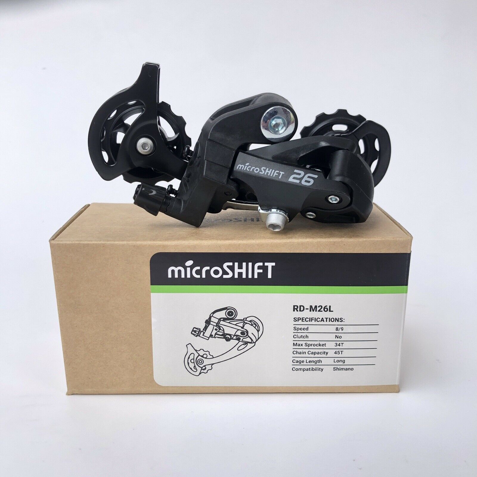 MICROSHIFT RD-M26L M26 7/8/9 Speed Rear Derailleur Long Cage Shimano Bike