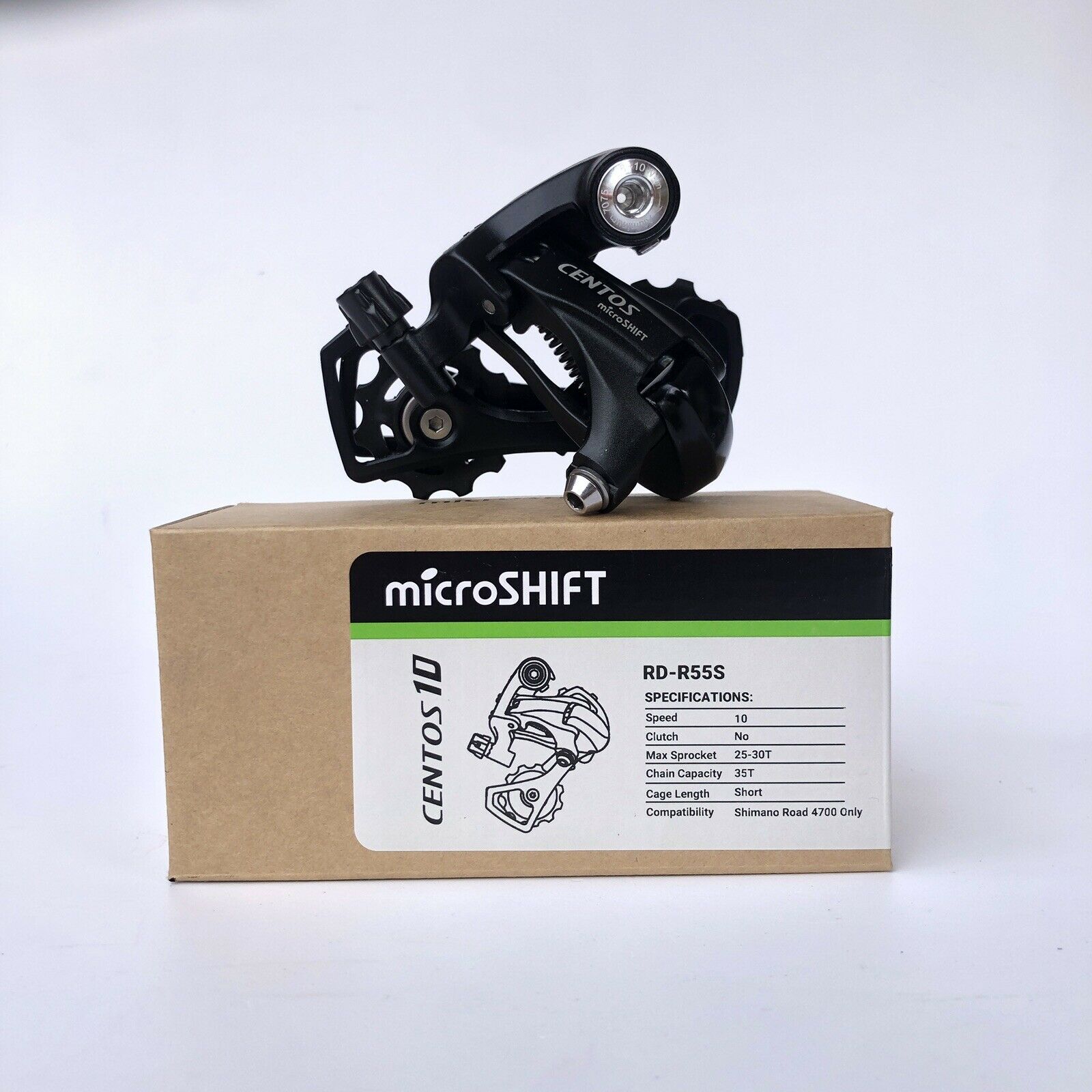 MICROSHIFT Rear Derailleur - CENTOS RD-R55S - 2x10 Speed - Short Cage - 11-32T