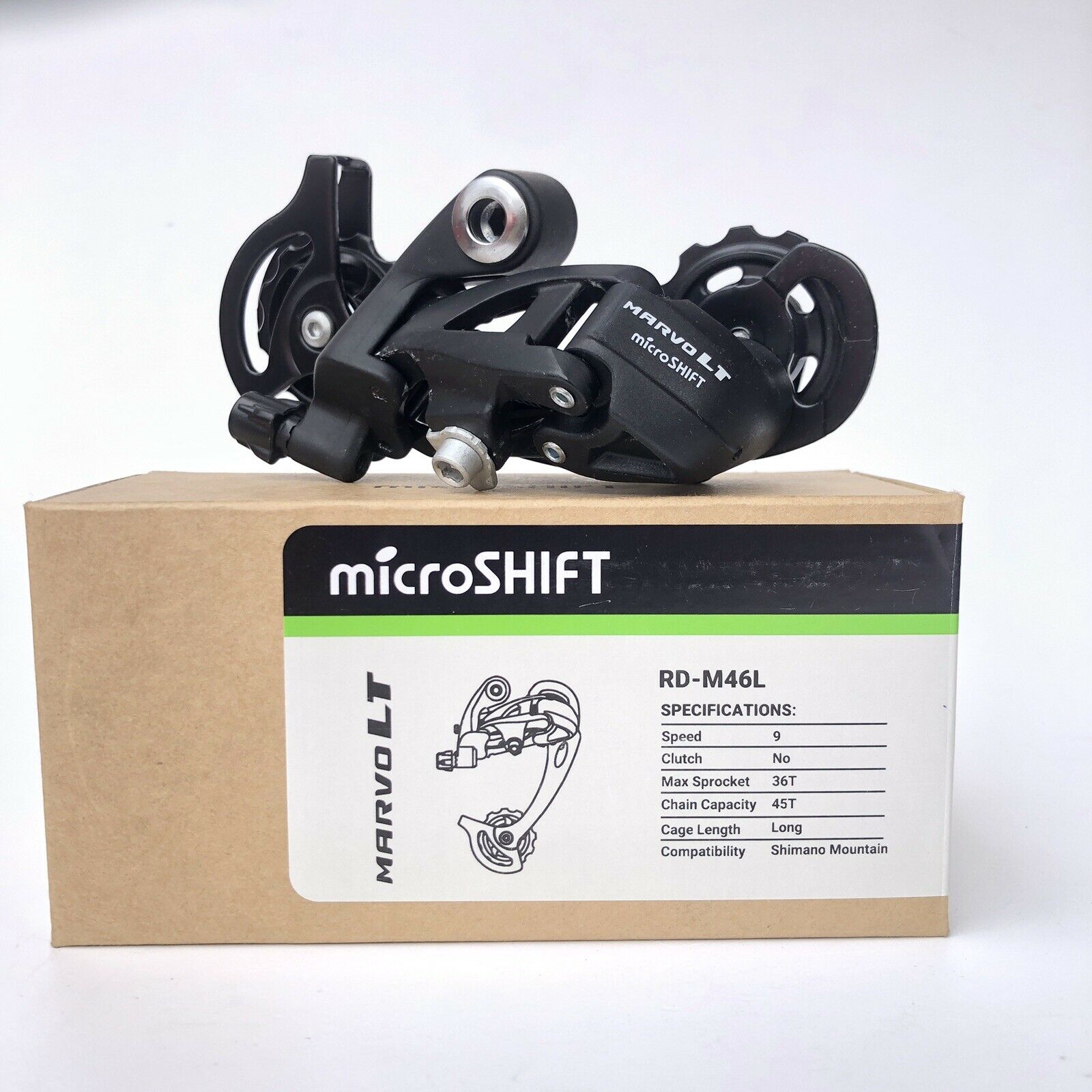 MICROSHIFT Rear Derailleur - MARVO RD-M46L - 2/3 x 8/9 Speed - Long Cage - 11-36