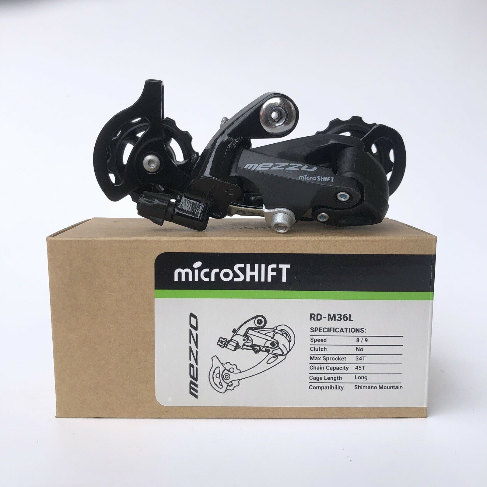 MICROSHIFT Rear Derailleur - MEZZO RD-M36L - 2/3 x 8/9 Speed - Long Cage - 11-36