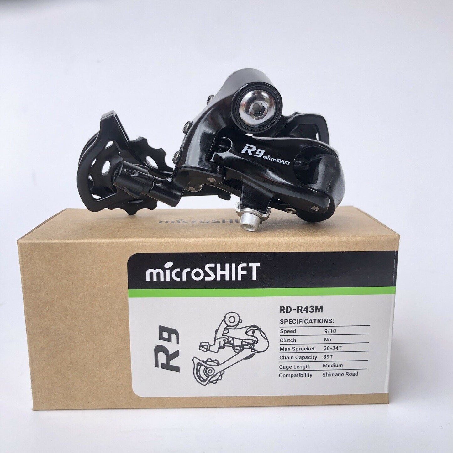 MICROSHIFT Rear Derailleur - R9 RD-R43M - 2 x 9/10 Speed - Medium Cage - 11-34T