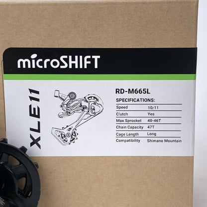 MICROSHIFT Rear Derailleur - XLE 11 RD-M665L - 2x11 Speed - Long Cage - 11-46T