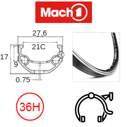 Mach1 670 29er Rim - Schrader Valve - Black