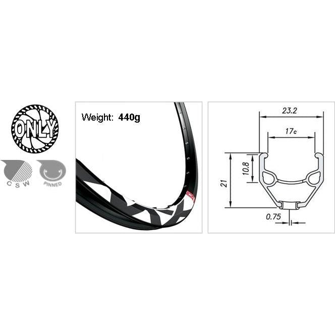 Mach1 MX-Disc 26" Rim - Schrader Valve, Disc Brake, Eyeleted