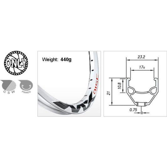 Mach1 MX-Disc 26" Rim - White - Disc Brake - Made in France