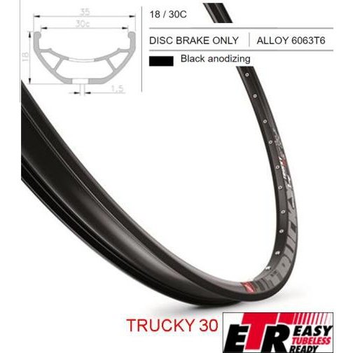 Mach1 TRUCKY 30 29er Rim - Tubeless Ready, Disc Brake, Made in France